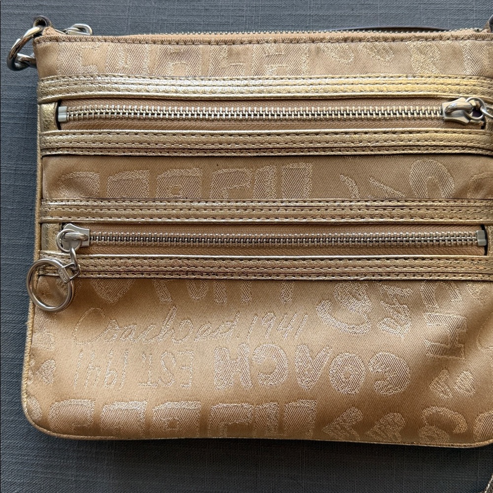 Coach‎ Poppy Metallic Gold Crossbody Bag - Picture 2 of 7